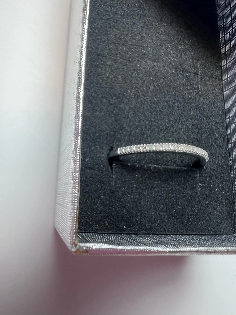 Delicate .925 Sterling Silver Pavé Diamond Half Eternity Band Ring - Size 8